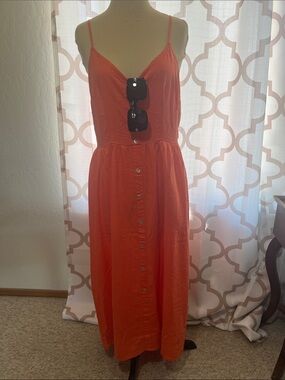 a new day Orange Button-Front Maxi Dress